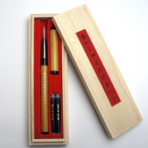 Akashiya Bamboo Fude Pen - Barrel:Natural Akashiya Bamboo Fude Pen - Barrel:Natural