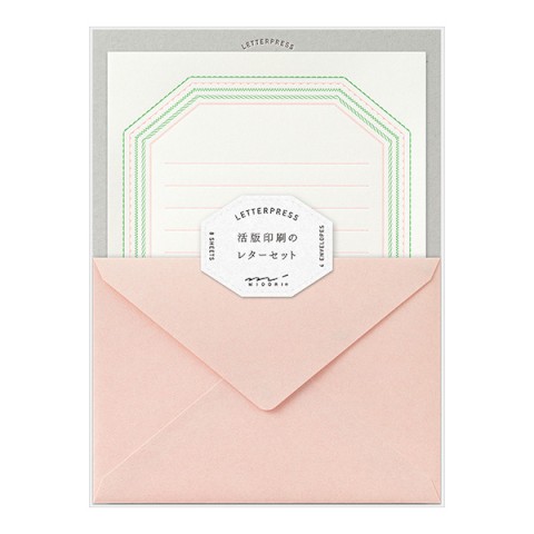 Midori Letterpress Letter Set - 462 Press Frame Pink