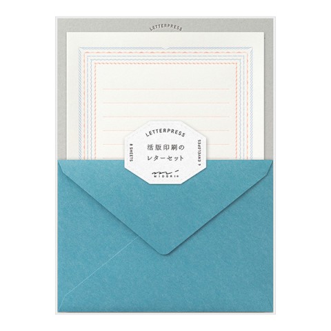 Midori Letterpress Letter Set - 463 Press Frame Blue