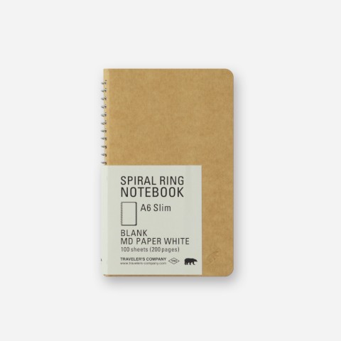 TRC Spiral Ring Notebook - A6 Slim - Blank Md Paper White