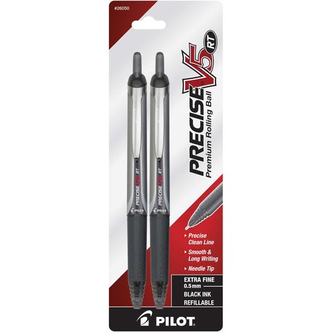 Pilot Precise Rellerball Pen - V5 Rt Extra Fine 0.5mm Black Pack Of 2 Pilot Precise Rellerball Pen - V5 Rt Extra Fine 0.5mm Black Pack Of 2
