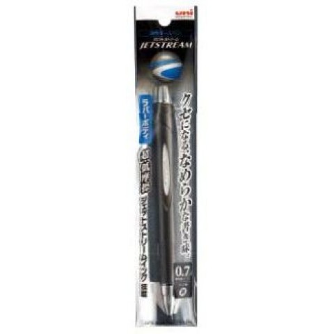 Uni Jetstream Ballpoint Pen Rubber Body 0.7mm - Ink:Black Barrel:Metallic Black Uni Jetstream Ballpoint Pen Rubber Body 0.7mm - Ink:Black Barrel:Metallic Black