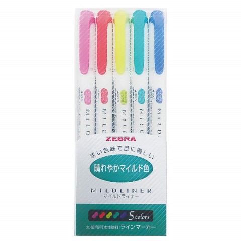 Zebra Mildliner - 5 Color Set Hc Zebra Mildliner - 5 Color Set Hc